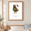 Japan national animal framed print in a kids bedroom, oak frame Japan national animal framed print in a kids bedroom, oak frame