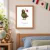 Japan national animal framed print in a kids bedroom, oak frame Japan national animal framed print in a kids bedroom, oak frame