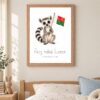Madagascar national animal framed print in a kids bedroom, oak frame Madagascar national animal framed print in a kids bedroom, oak frame