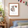 Madagascar national animal framed print in a kids bedroom, oak frame Madagascar national animal framed print in a kids bedroom, oak frame