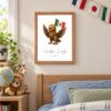 Mexico national animal framed print in a kids bedroom, oak frame Mexico national animal framed print in a kids bedroom, oak frame