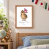 Nepal national animal framed print in a kids bedroom, oak frame