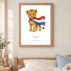 Netherlands national animal framed print in a kids bedroom, oak frame Netherlands national animal framed print in a kids bedroom, oak frame