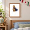 New Zealand national animal framed print in a kids bedroom, oak frame