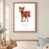 Norway national animal framed print in a kids bedroom, oak frame
