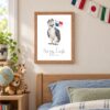 Panama national animal framed print in a kids bedroom, oak frame