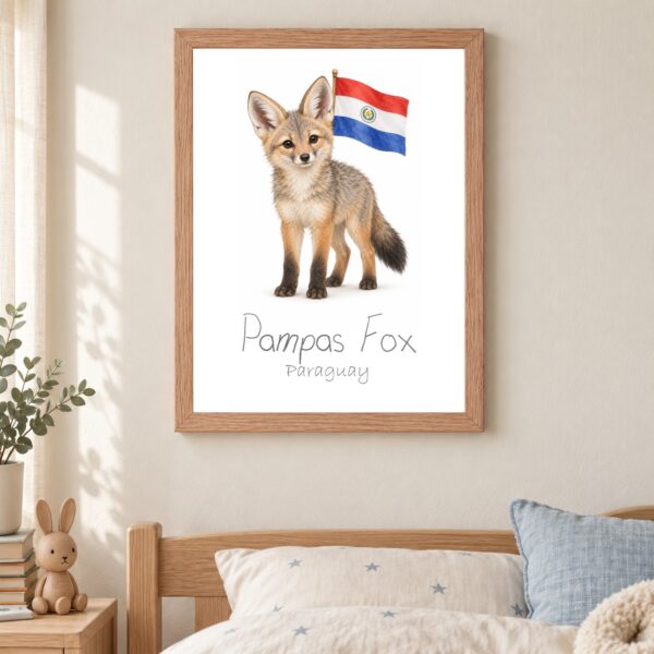 Paraguay national animal framed print in a kids bedroom, oak frame Paraguay national animal framed print in a kids bedroom, oak frame