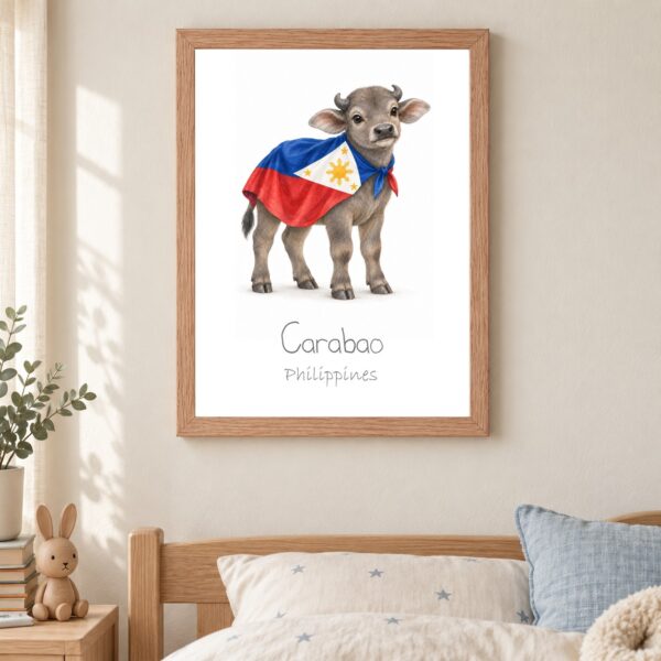 Philippines national animal framed print in a kids bedroom, oak frame Philippines national animal framed print in a kids bedroom, oak frame