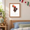 Portugal national animal framed print in a kids bedroom, oak frame Portugal national animal framed print in a kids bedroom, oak frame