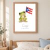 Puerto Rico national animal framed print in a kids bedroom, oak frame Puerto Rico national animal framed print in a kids bedroom, oak frame