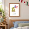 Puerto Rico national animal framed print in a kids bedroom, oak frame Puerto Rico national animal framed print in a kids bedroom, oak frame