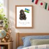 Rwanda national animal framed print in a kids bedroom, oak frame