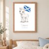 Scotland national animal framed print in a kids bedroom, oak frame Scotland national animal framed print in a kids bedroom, oak frame