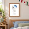 Scotland national animal framed print in a kids bedroom, oak frame Scotland national animal framed print in a kids bedroom, oak frame