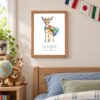 South Africa national animal framed print in a kids bedroom, oak frame