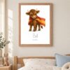Spain national animal framed print in a kids bedroom, oak frame