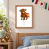 Spain national animal framed print in a kids bedroom, oak frame