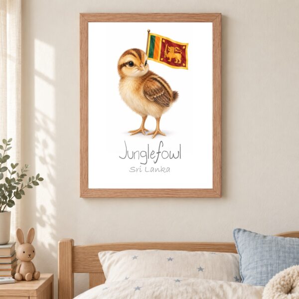 Sri Lanka national animal framed print in a kids bedroom, oak frame Sri Lanka national animal framed print in a kids bedroom, oak frame