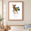 Sweden national animal framed print in a kids bedroom, oak frame