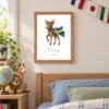 Sweden national animal framed print in a kids bedroom, oak frame