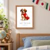 Switzerland national animal framed print in a kids bedroom, oak frame