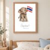 Thailand national animal framed print in a kids bedroom, oak frame