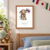 Thailand national animal framed print in a kids bedroom, oak frame