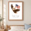 United States national animal framed print in a kids bedroom, oak frame