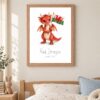 Wales national animal framed print in a kids bedroom, oak frame Wales national animal framed print in a kids bedroom, oak frame