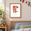 Wales national animal framed print in a kids bedroom, oak frame Wales national animal framed print in a kids bedroom, oak frame